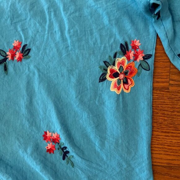 KINDRED Anthropologie Blouse Plus Size 3X Embroidered Floral Button Up XXXL Boho - Picture 3 of 14